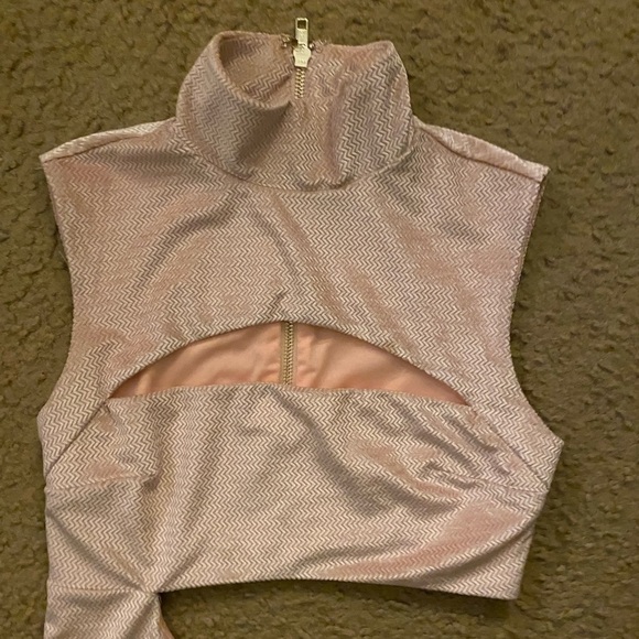 Michael Costello x REVOLVE Velvet Chevron Blush Pink CutOut Maxi Dress XXS - Picture 6 of 13